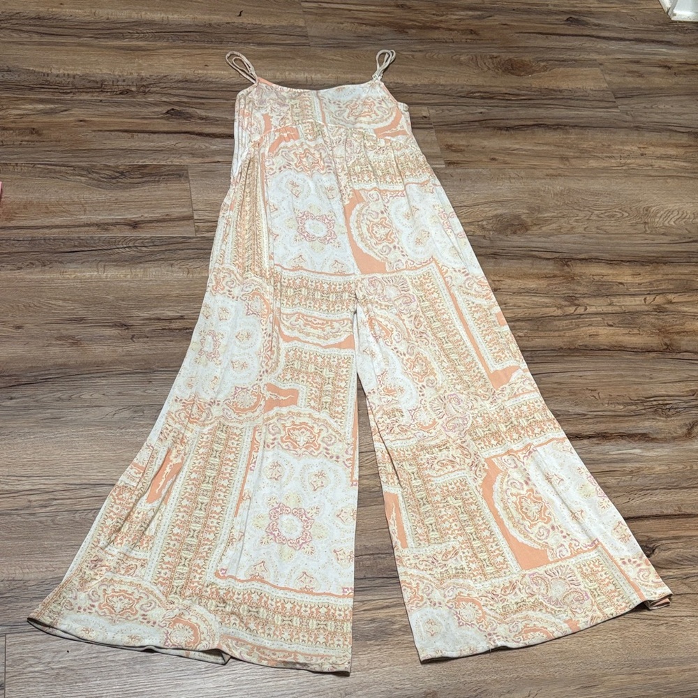 Elegant Peach and Cream Jumpsuit